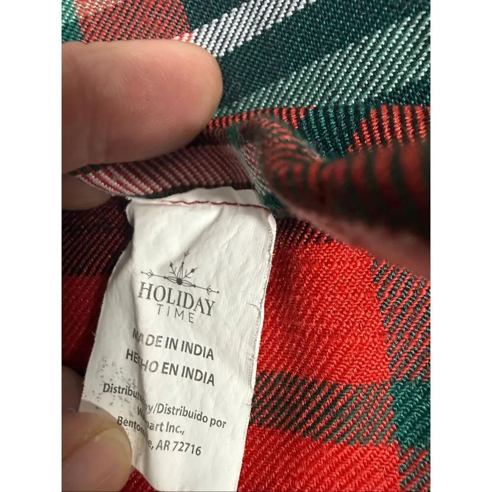 Holiday Time Christmas Plaid Rectangle Tablecloth 82” X 60” Red Green